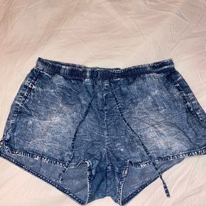 Crave Fame Cotton Denim Print Shorts